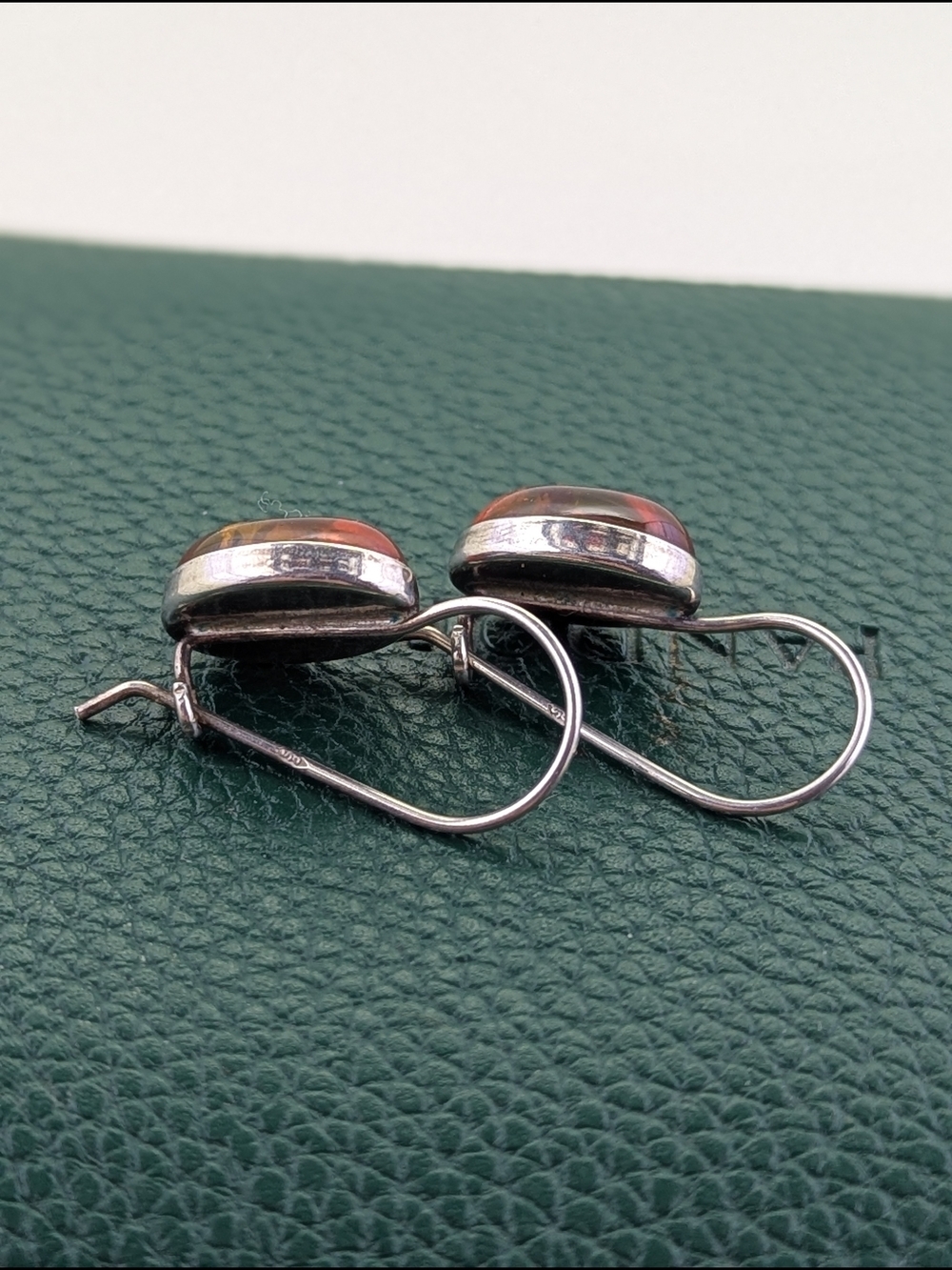✨ Sterling Silver Cognac Amber Drop Earrings ✨ - Picture 3 of 5